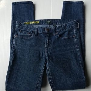 J Crew stretch toothpick dark wash jeans size 27